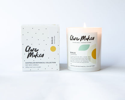 Clare Makes Banjo Australian Bush Medium Candle 180g – Clare Makes product and lifestyle image 5
