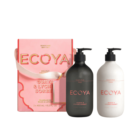 Bath & Body Gift Sets - Ecoya - Ecoya Holiday: Guava & Lychee Sorbet Bodycare Gift Set (Hand & Body Wash, Lotion) - The Gift Company