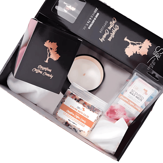 Bath & Body Set - Silk Oil of Morocco - Silk Oil of Morocco - Luxe Day Spa Collection Hamper Egyptian Cotton Candy - The Gift Company