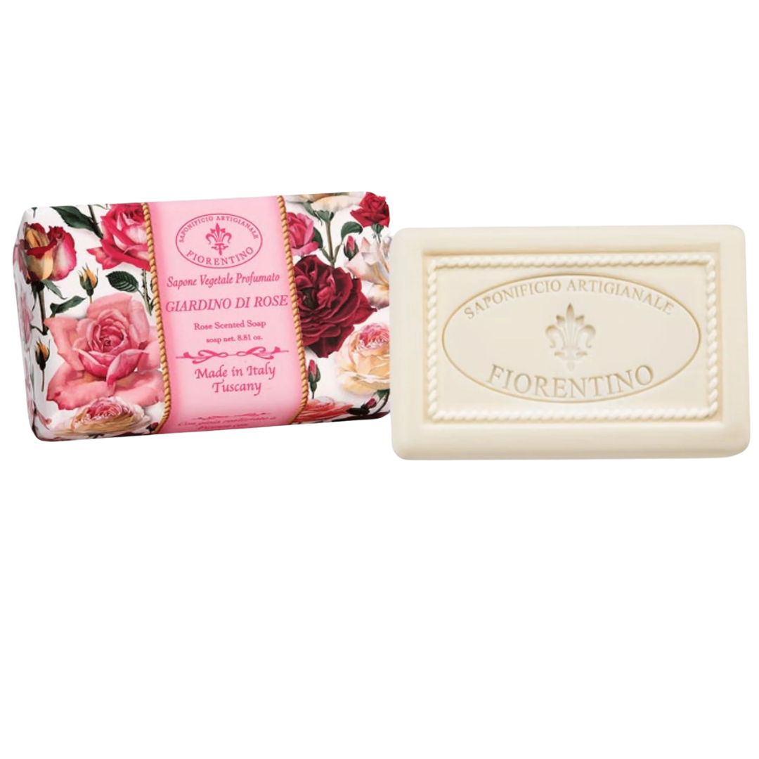 Bath Soap Bar - Saponificio Artigianale Fiorentino - Saponificio Artigianale Fiorentino Garden Rose Bar Soap 6 x 250g - The Gift Company