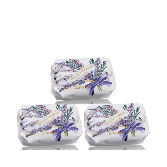 Bath Soap Bar - Saponificio Artigianale Fiorentino - Saponificio Artigianale Fiorentino Lavender Bar Soap Set of 3 x 200g - The Gift Company