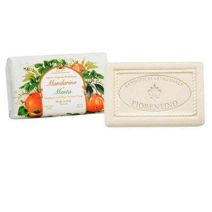Bath Soap Bar - Saponificio Artigianale Fiorentino - Saponificio Artigianale Fiorentino Tangerine and Mint Bar Soap 6 x 250g - The Gift Company