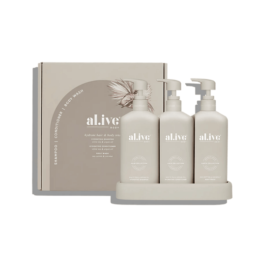 Bench Spray, Dishwashing Liquid & Hand Wash - Al.ive - Al.ive Body Hydrate Hair & Body Trio - The Gift Company