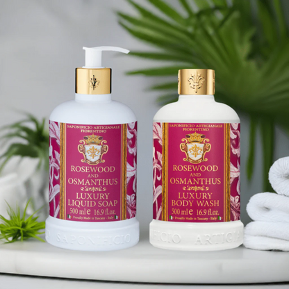 Body and Hand Wash Bundles - Saponificio Artigianale Fiorentino - Saponificio Artigianale Fiorentino Rosewood & Osmanthus Body & Hand Wash Set - The Gift Company