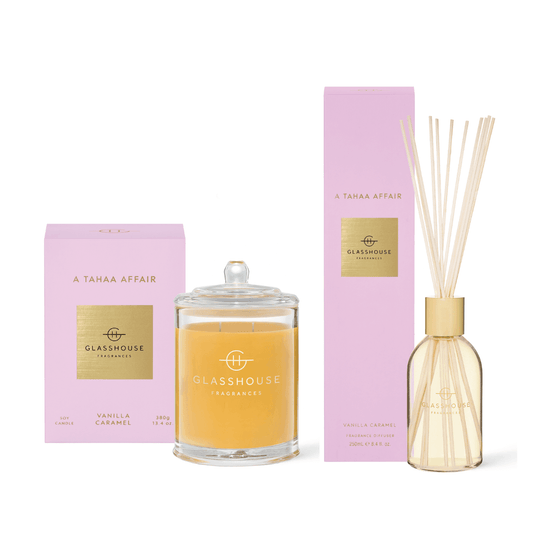 Bundle - Glasshouse - Glasshouse Fragrances A Tahaa Affair Candle 380g & Diffuser 250mL Bundle (worth $110) - The Gift Company