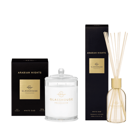 Bundle - Glasshouse - Glasshouse Fragrances Arabian Nights Candle 380g & Diffuser 250mL Bundle (worth $110) - The Gift Company