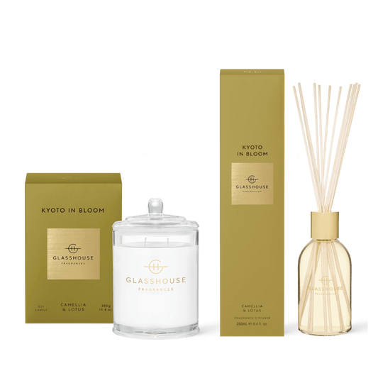 Bundle - Glasshouse - Glasshouse Fragrances Kyoto in Bloom Candle 380g & Diffuser 250mL Bundle (worth $110) - The Gift Company