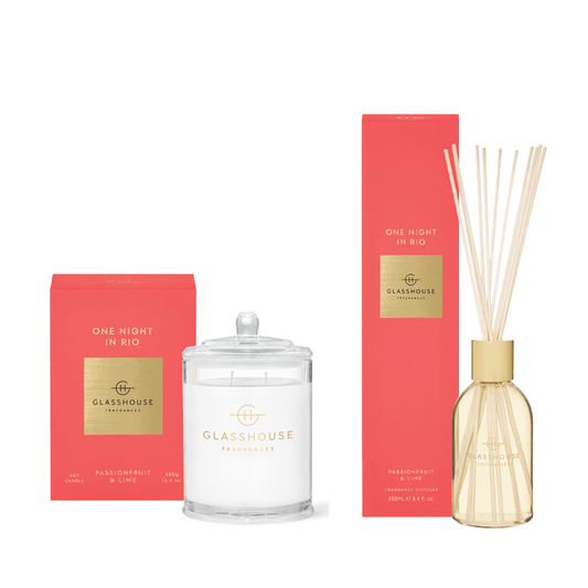Bundle - Glasshouse - Glasshouse Fragrances One Night in Rio Candle 380g & Diffuser 250mL Bundle (worth $110) - The Gift Company