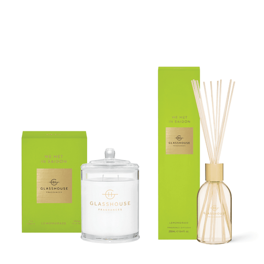 Bundle - Glasshouse - Glasshouse Fragrances We Met in Saigon Candle 380g & Diffuser 250mL Bundle (worth $110) - The Gift Company