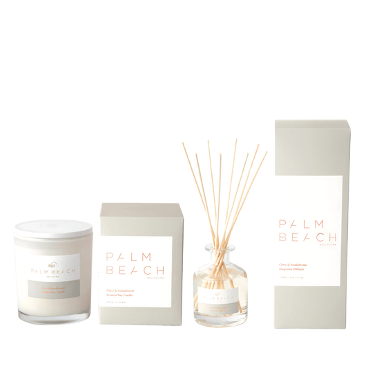Bundle - Palm Beach - Palm Beach Clove & Sandalwood Candle 420g & Diffuser 250mL Bundle (worth $100) - The Gift Company