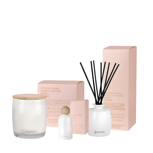 Bundle - Urban Rituelle - Urban Rituelle Cotton Candy, Vanilla Nectar, Musk, Toffee Bundle - Candle, Diffuser, Room & Body Mist (worth $130) - The Gift Company