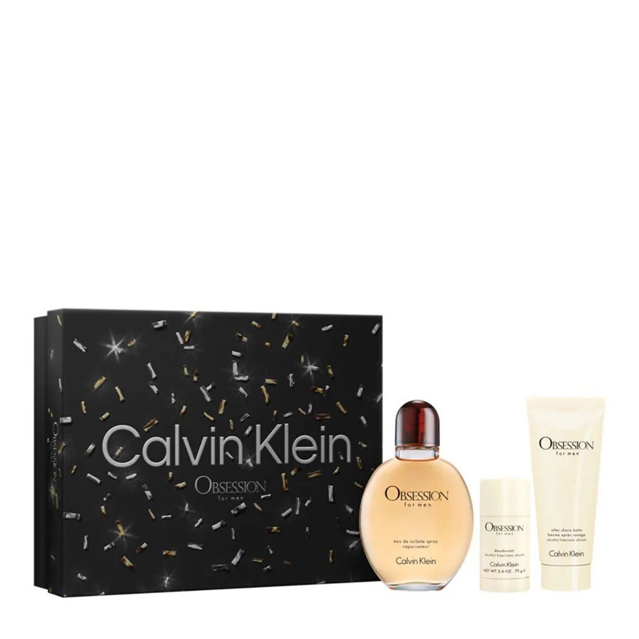 Calvin Klein Obsession Men Gift Set 125mL EDT + After Shave Balm + Deodorant Stick