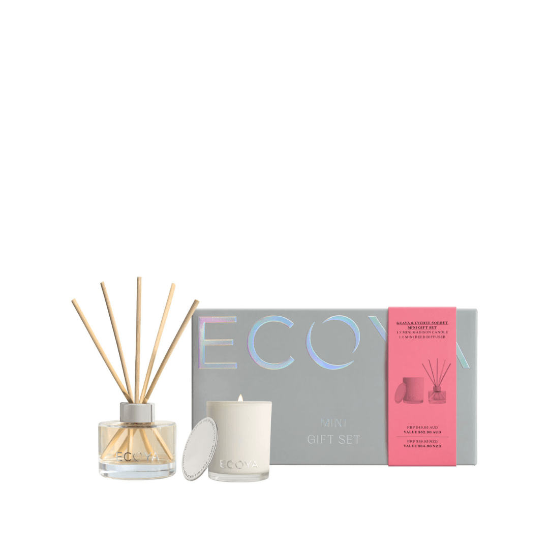 Candle & Diffuser Set - Ecoya - ECOYA Mini Gift Set - Guava & Lychee Sorbet - The Gift Company