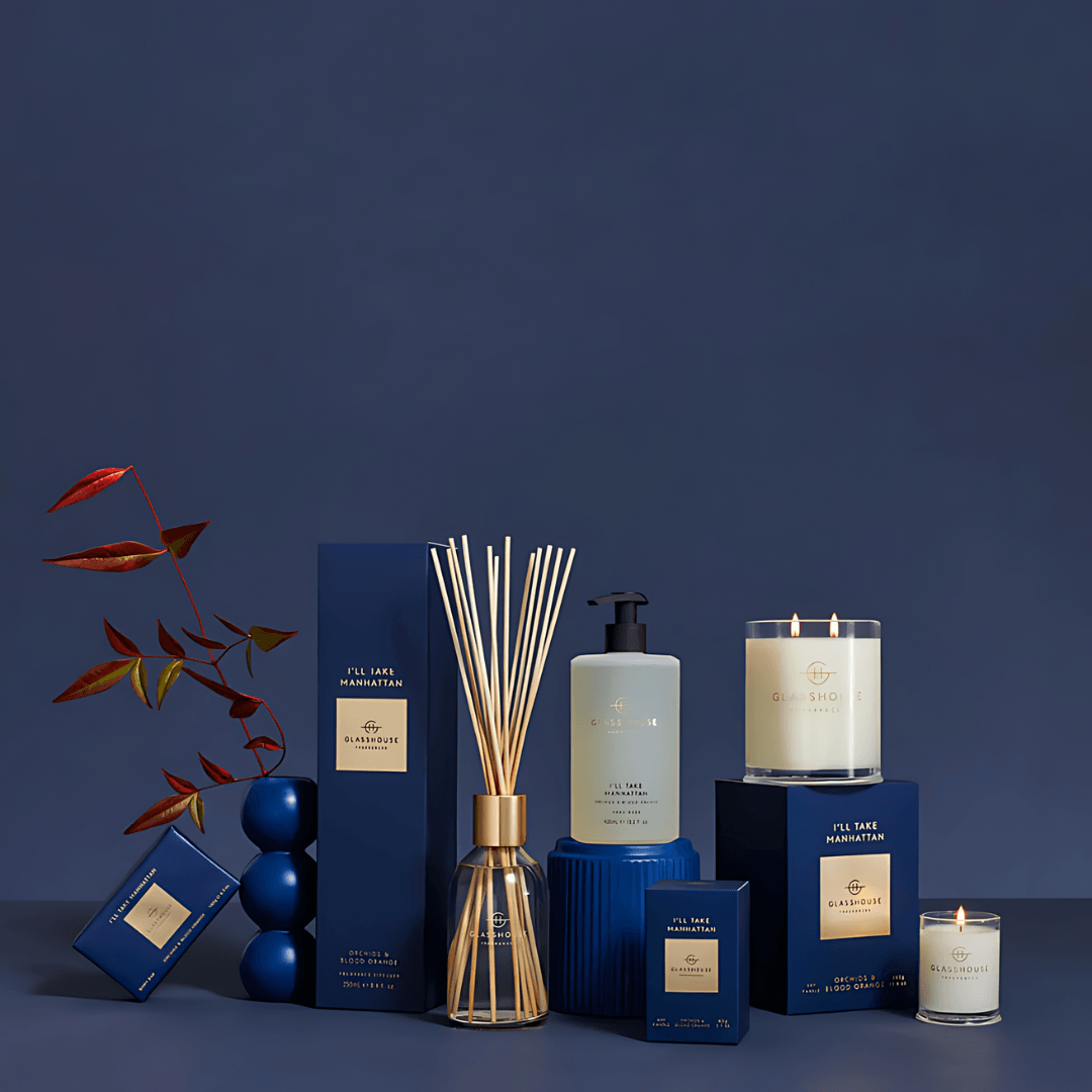 Candle & Diffuser Set - Glasshouse - Glasshouse Fragrances I'll Take Manhattan Candle 380g & Diffuser 250mL Bundle (worth $110) - The Gift Company