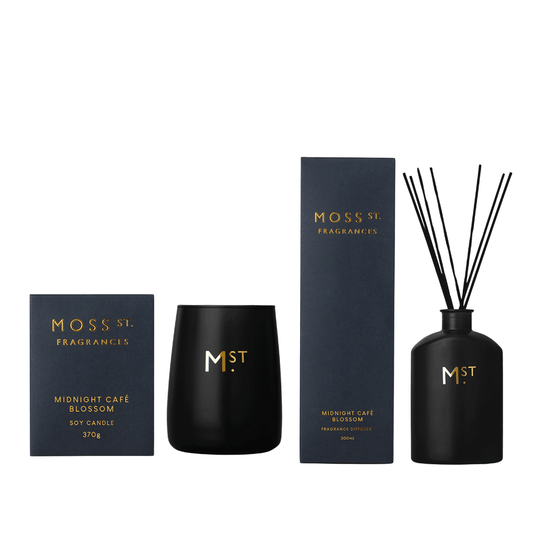 Candle & Diffuser Set - Moss St - MOSS ST Midnight Café Blossom Candle & Diffuser (worth $80) - The Gift Company
