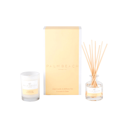 Candle & Diffuser Set - Palm Beach - Palm Beach Coconut & Lime Mini Candle & Diffuser - The Gift Company