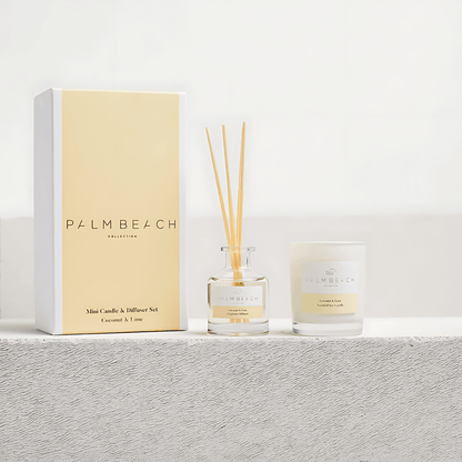 Candle & Diffuser Set - Palm Beach - Palm Beach Coconut & Lime Mini Candle & Diffuser - The Gift Company