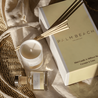 Candle & Diffuser Set - Palm Beach - Palm Beach Coconut & Lime Mini Candle & Diffuser - The Gift Company