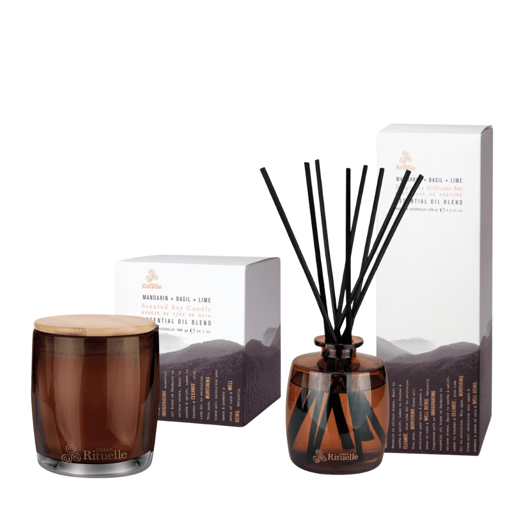 Candle & Diffuser Set - Urban Rituelle - Urban Rituelle Mandarin, Basil & Lime Bundle (worth $100) - The Gift Company