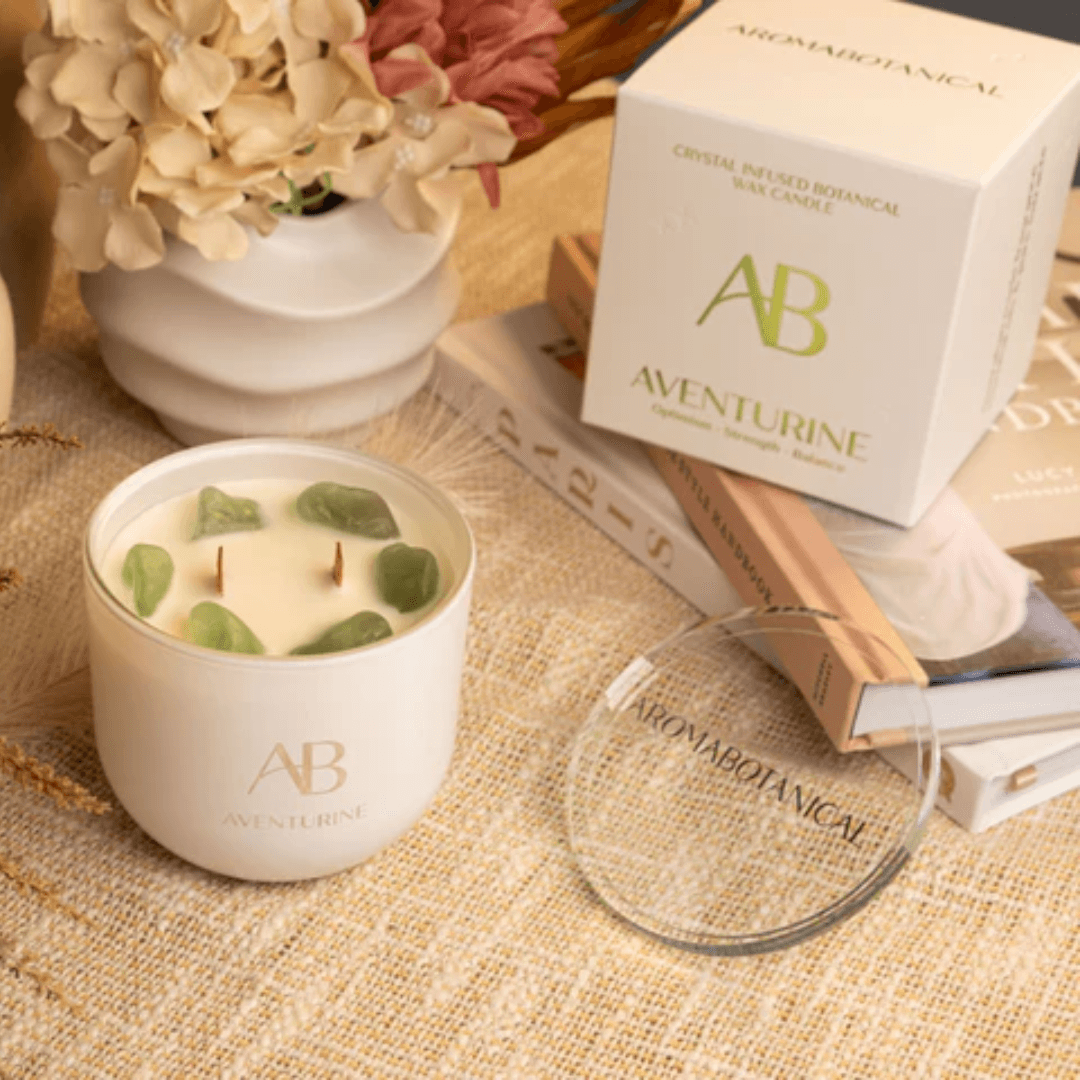 Candle - Aromabotanical - Aromabotanical Aventurine Crystal Candle 340g - The Gift Company