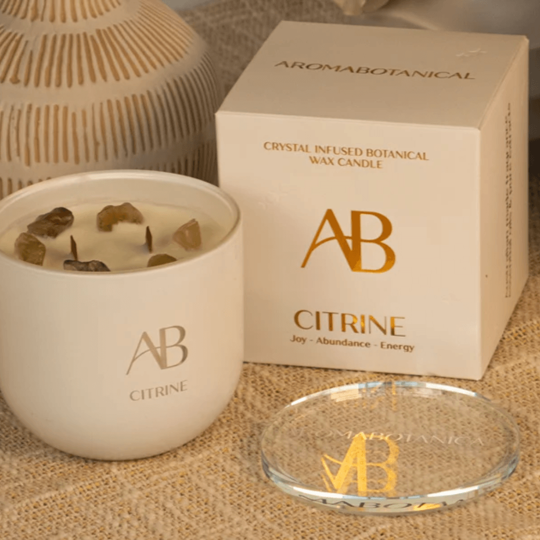 Candle - Aromabotanical - Aromabotanical Citrine Crystal Candle 340g - The Gift Company