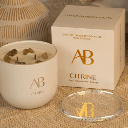 Candle - Aromabotanical - Aromabotanical Citrine Crystal Candle 340g - The Gift Company