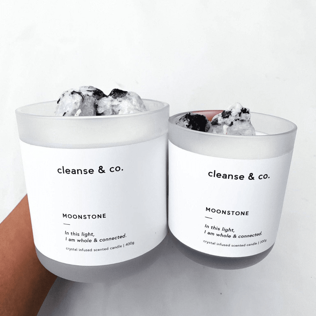 Candle - Cleanse & Co. - Cleanse & Co. Moonstone Intention Crystal Candle 200g - The Gift Company