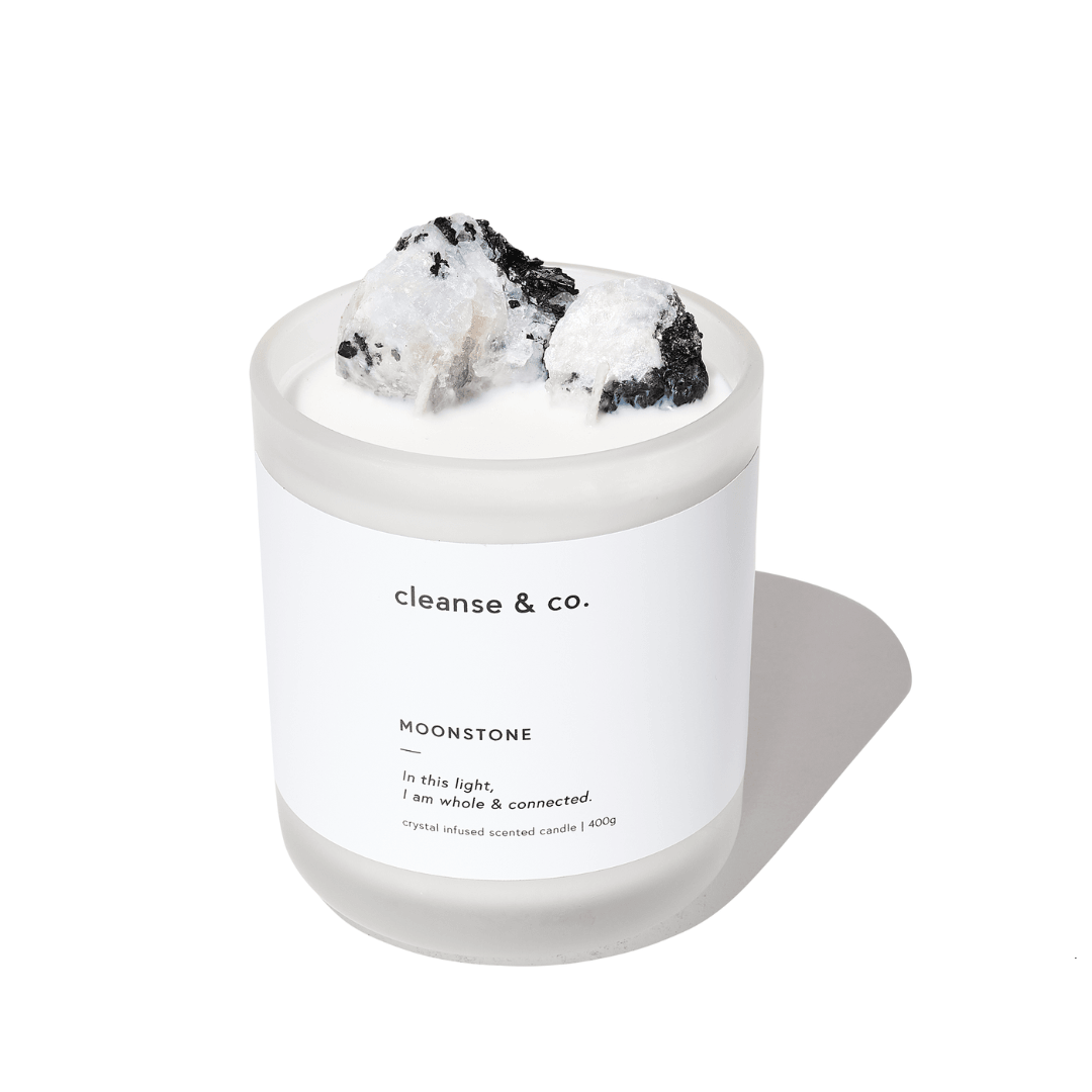 Candle - Cleanse & Co. - Cleanse & Co. Moonstone Intention Crystal Candle 200g - The Gift Company