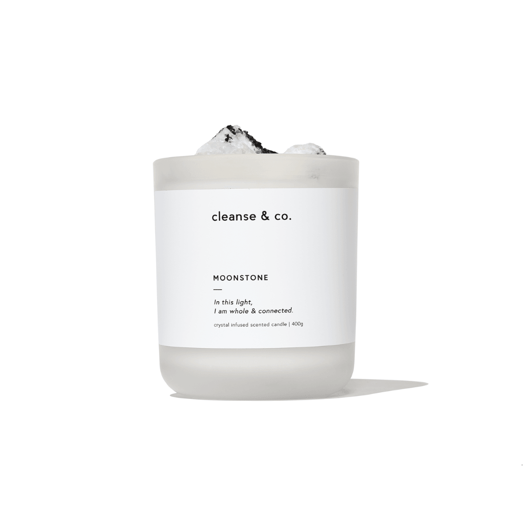 Candle - Cleanse & Co. - Cleanse & Co. Moonstone Intention Crystal Candle 200g - The Gift Company