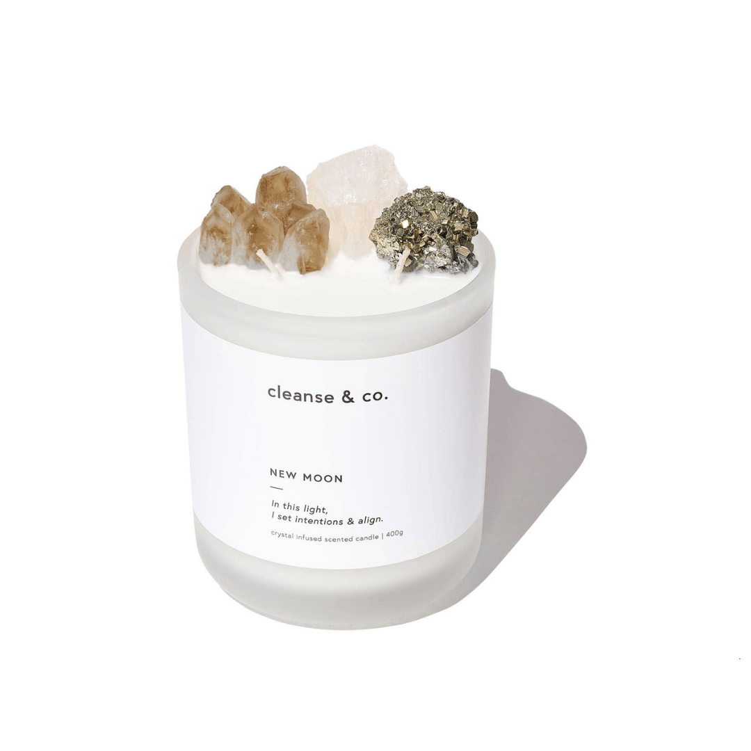 Candle - Cleanse & Co. - Cleanse & Co. New Moon Intention Crystal Candle 200g - The Gift Company