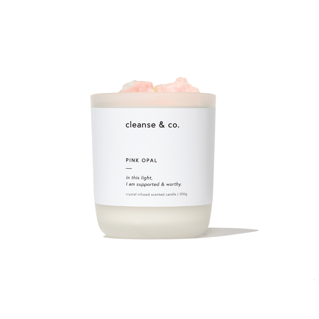 Candle - Cleanse & Co. - Cleanse & Co. Pink Opal Intention Crystal Candle 200g - The Gift Company