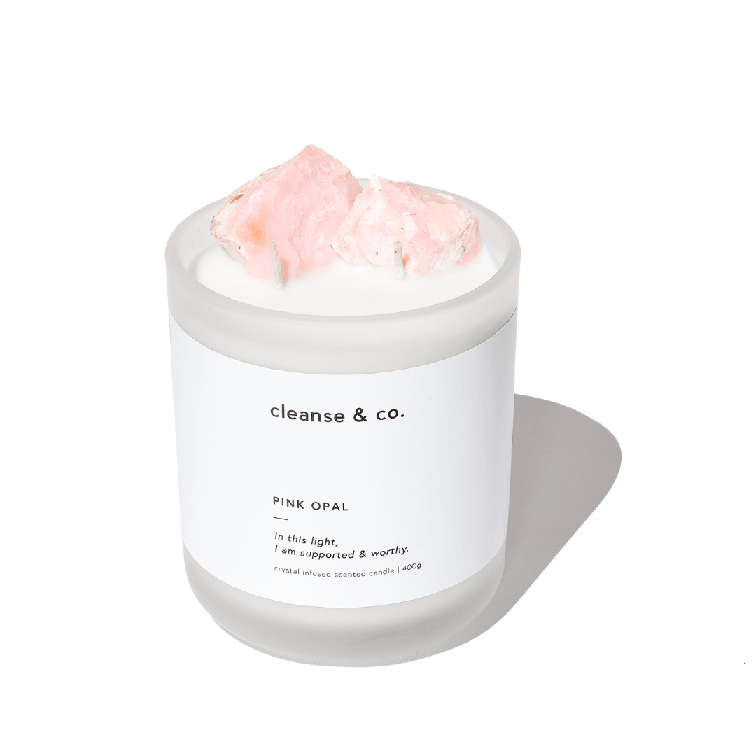 Candle - Cleanse & Co. - Cleanse & Co. Pink Opal Intention Crystal Candle 200g - The Gift Company