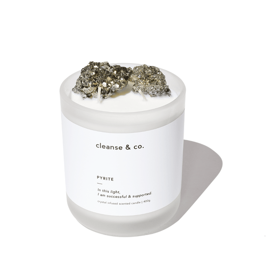 Candle - Cleanse & Co. - Cleanse & Co. Pyrite Intention Crystal Candle 200g - The Gift Company