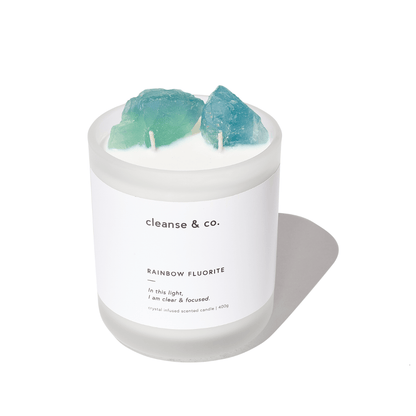 Candle - Cleanse & Co. - Cleanse & Co. Rainbow Fluorite Intention Crystal Candle 200g - The Gift Company