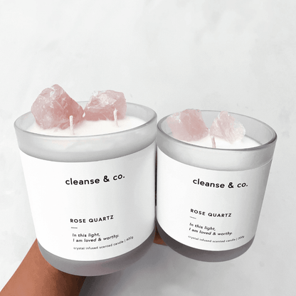 Candle - Cleanse & Co. - Cleanse & Co. Rose Quartz Intention Crystal Candle 200g - The Gift Company