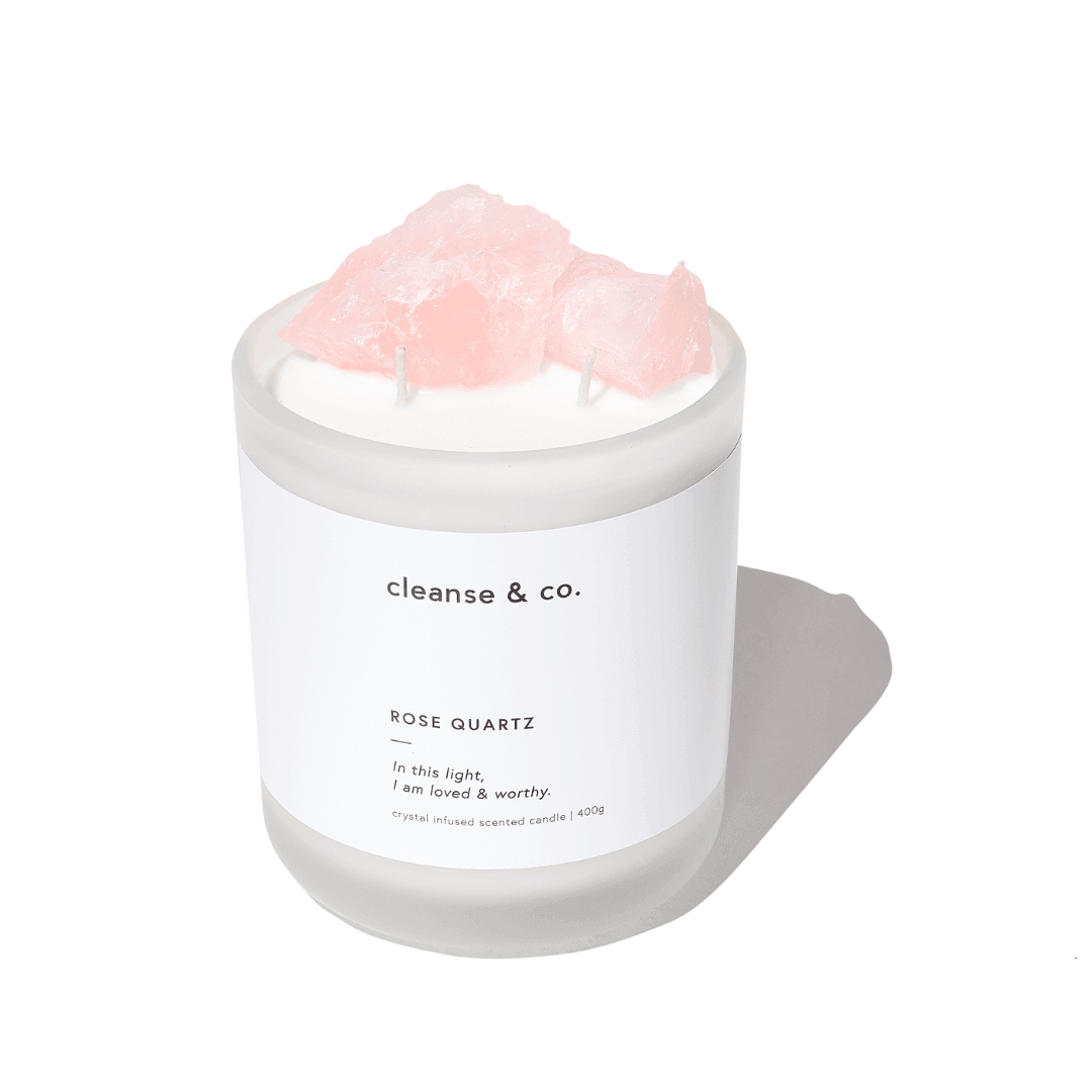 Candle - Cleanse & Co. - Cleanse & Co. Rose Quartz Intention Crystal Candle 200g - The Gift Company