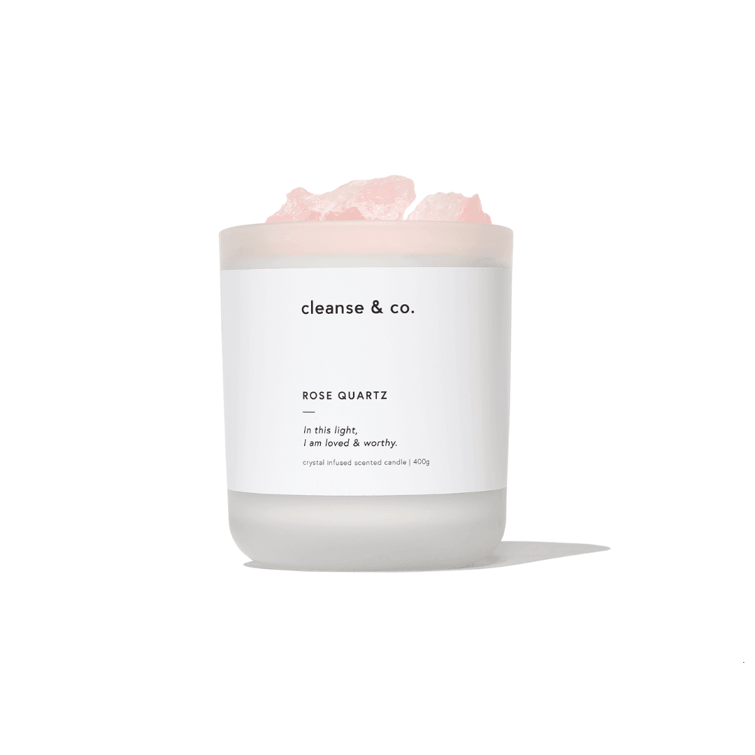 Candle - Cleanse & Co. - Cleanse & Co. Rose Quartz Intention Crystal Candle 200g - The Gift Company