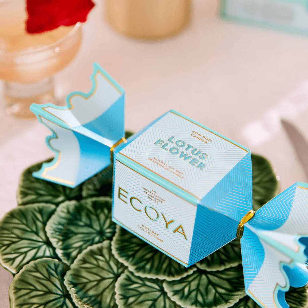 Candle - Ecoya - ECOYA Lotus Flower Tin Candle Bon Bon Holiday Collection 45g - The Gift Company