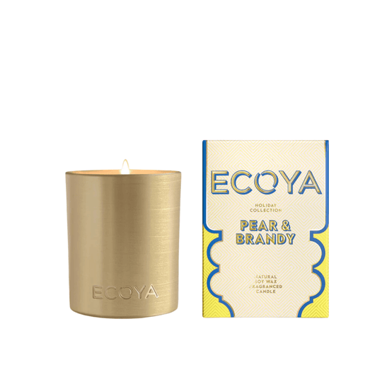 Candle - Ecoya - ECOYA Pear & Brandy Goldie Candle Holiday Collection 460g - The Gift Company