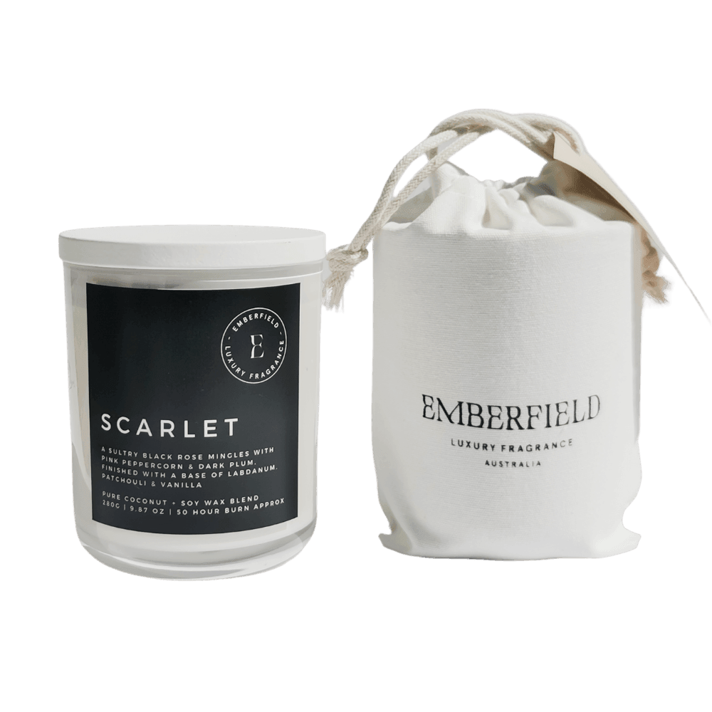 Candle - Emberfield - Scarlet: Dark Rose, Labdanum Coco & Soy Candle - The Gift Company