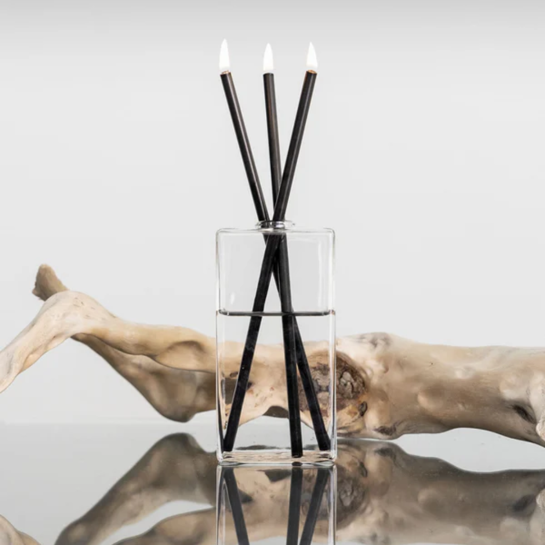 Candle - Everlasting Candle Co - Everlasting Candle Co Jervis Signature Set - Clear Vase & Black Candle Sticks - The Perfume Company