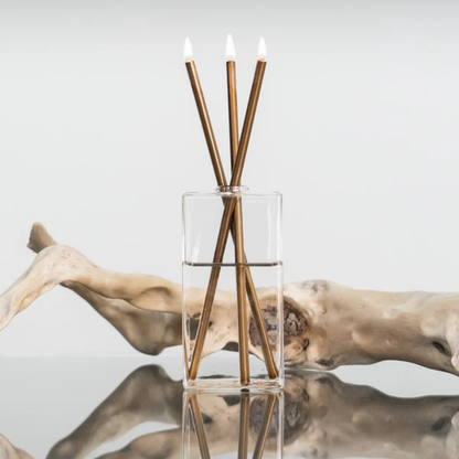 Candle - Everlasting Candle Co - Everlasting Candle Co Jervis Signature Set - Clear Vase & Champagne Candle Sticks - The Gift Company