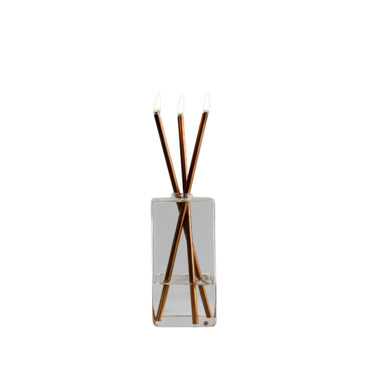 Candle - Everlasting Candle Co - Everlasting Candle Co Jervis Signature Set - Clear Vase & Champagne Candle Sticks - The Gift Company