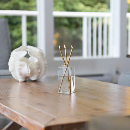 Candle - Everlasting Candle Co - Everlasting Candle Co Jervis Signature Set - Clear Vase & Gold Candle Sticks - The Perfume Company