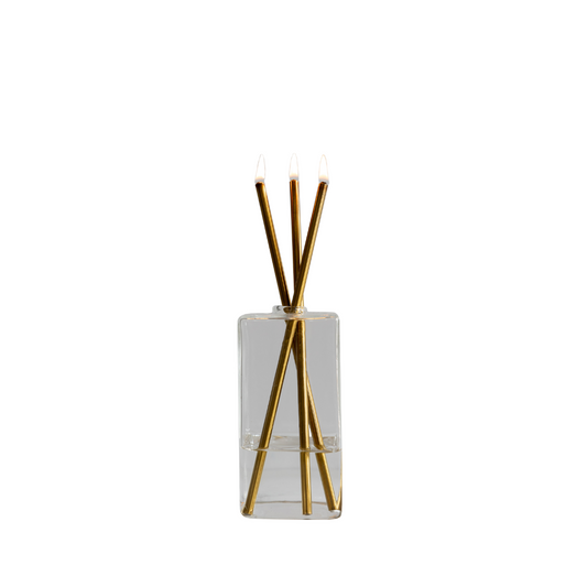 Candle - Everlasting Candle Co - Everlasting Candle Co Jervis Signature Set - Clear Vase & Gold Candle Sticks - The Gift Company