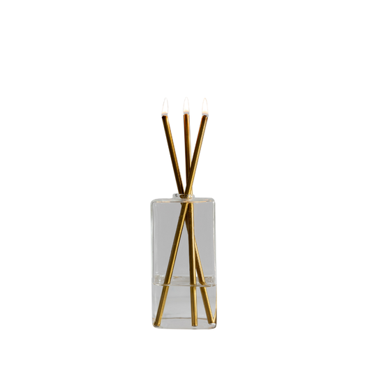 Candle - Everlasting Candle Co - Everlasting Candle Co Jervis Signature Set - Clear Vase & Gold Candle Sticks - The Gift Company