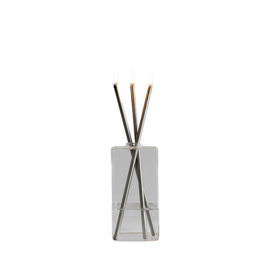 Candle - Everlasting Candle Co - Everlasting Candle Co Jervis Signature Set - Clear Vase & Silver Candle Sticks - The Gift Company