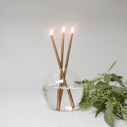 Candle - Everlasting Candle Co - Everlasting Candle Co Neva Signature Set - Clear Vase & Champagne Candle Sticks - The Gift Company