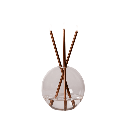 Candle - Everlasting Candle Co - Everlasting Candle Co Neva Signature Set - Clear Vase & Champagne Candle Sticks - The Perfume Company