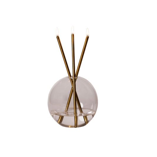 Candle - Everlasting Candle Co - Everlasting Candle Co Neva Signature Set - Clear Vase & Gold Candle Sticks - The Perfume Company